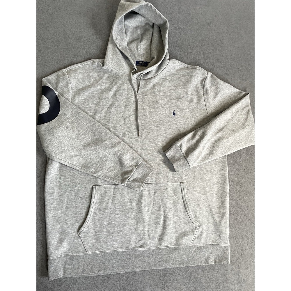Polo Ralph Lauren Mens 2XLT Gray Pullover Sweatshirt Hooded Big Back Spellout - Picture 5 of 9